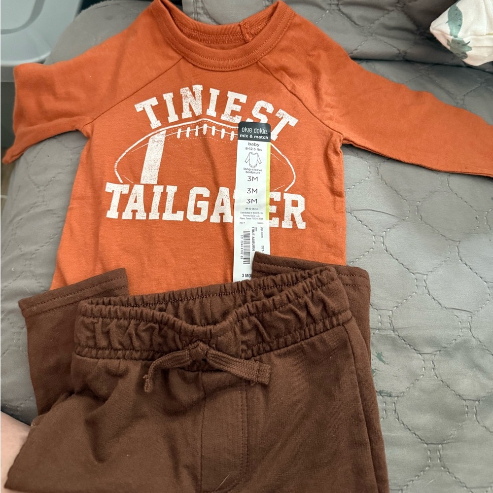 Okie Dokie Orange and Brown Long Sleeve Tees